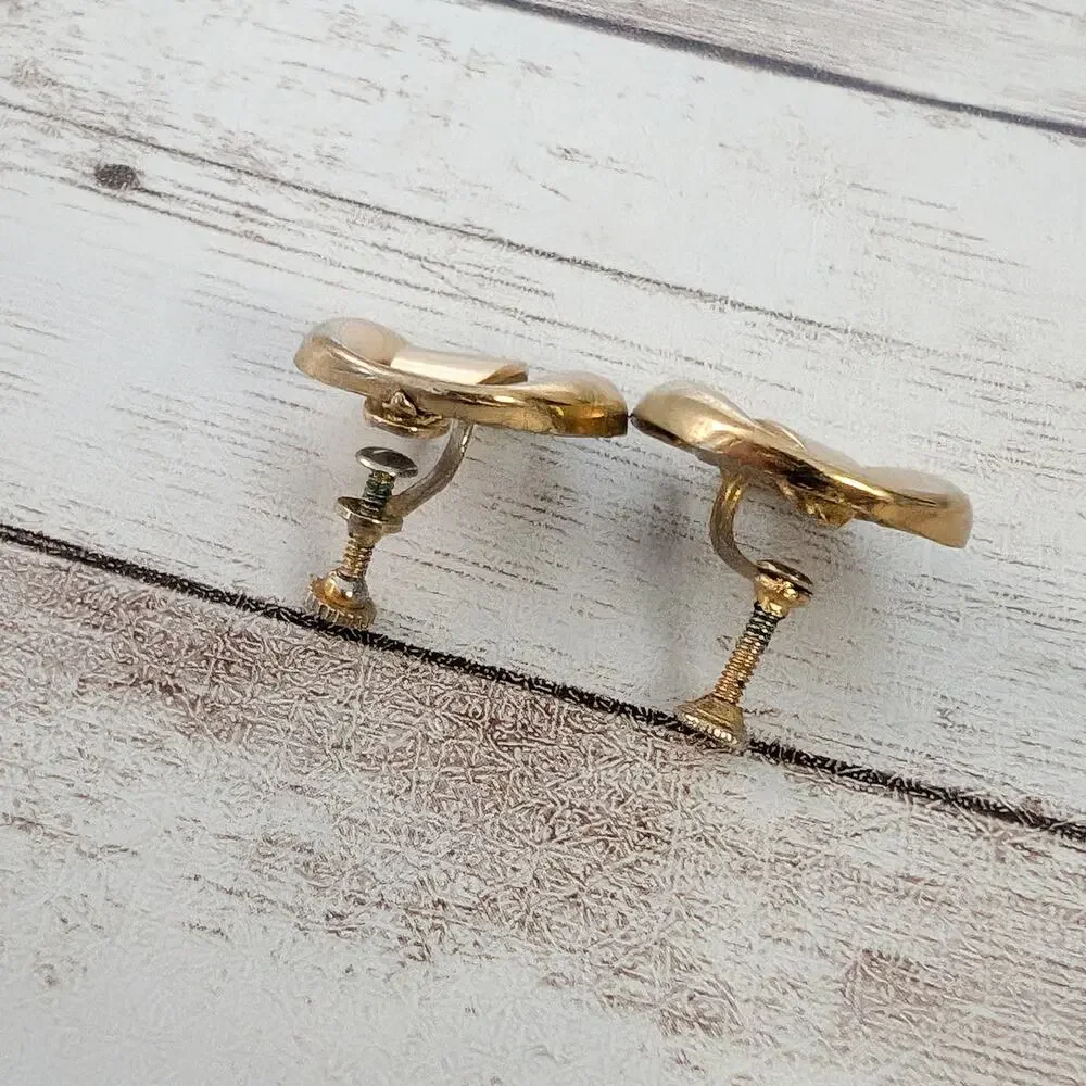 Vintage Screw Back Earrings - Gold Tone Stylish 0.75